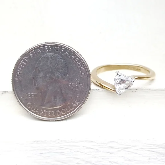 14K GE ESPO (Joseph Esposito) Heart Shape CZ Stone Gold Ring - Picture 7 of 8